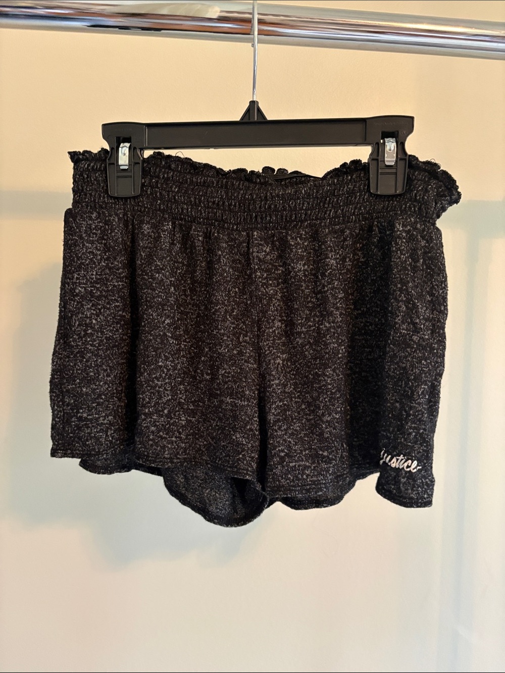 Justice Black Marled Athletic Lounge Shorts